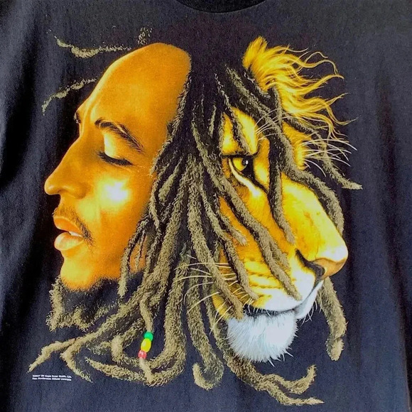 Bob Marley 2007 Lion Head Zion Rootswear Short Sleeve Tee Shirt Size 1X Black - Picture 2 of 12
